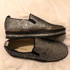 Black Sparkly Slip-On Sneakers